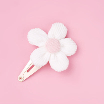 Girls Woolen Sunflower One Word Hair Clips Accessory-7