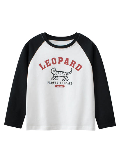 Baby Boy Kids Leopard Cartoon Letters Printing Crew Neck Long Sleeve Pullover-6