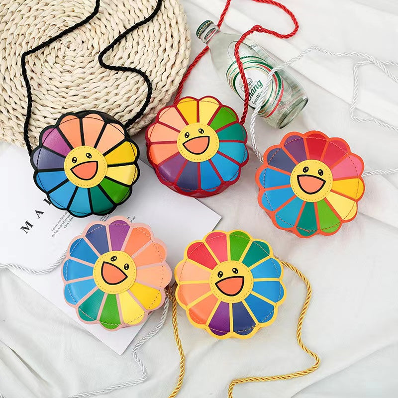 Children Kids Cartoon Sunflower Pattern Round Shape Small Satchel-0