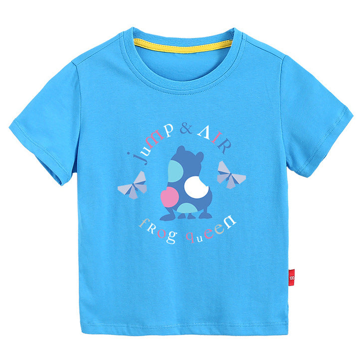 Baby Colorful Frog Print Pattern Short-Sleeved Round Collar Casual T-Shirt In Summer-6