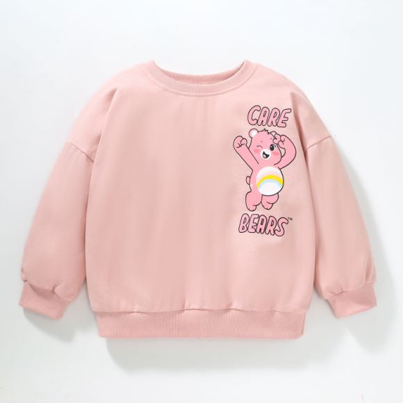 Baby Girl Pink Cartoon Bear Pattern Cotton Hoodie-0