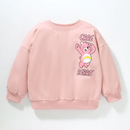 Baby Girl Pink Cartoon Bear Pattern Cotton Hoodie-0