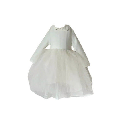 Baby Solid White Mesh Princess Formal Dress-7