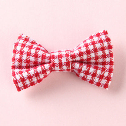 Girls Plaid Pattern Bow Tie Hair Fabric Clips Handmade Accessory-7