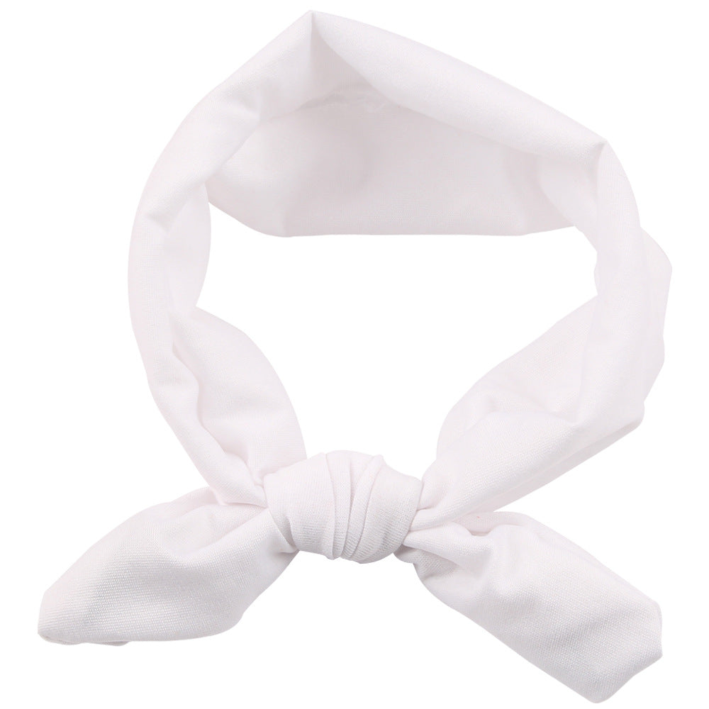 Newborn Baby Solid Color Bunny Ear Shape Elastic Headband-7