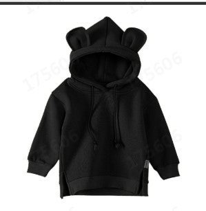 Baby Solid Color Animal Ear Patch Design Autumn Korean Style Hoodie-7