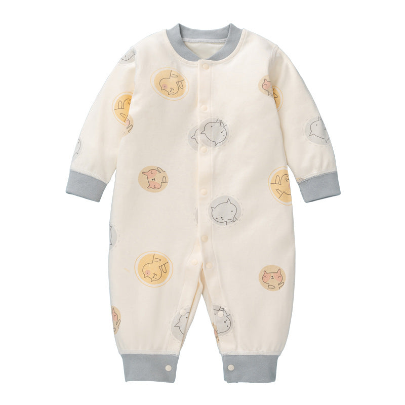 Baby Cartoon Pattern Full Single Breasted Design Thermal Jumpsuit-7