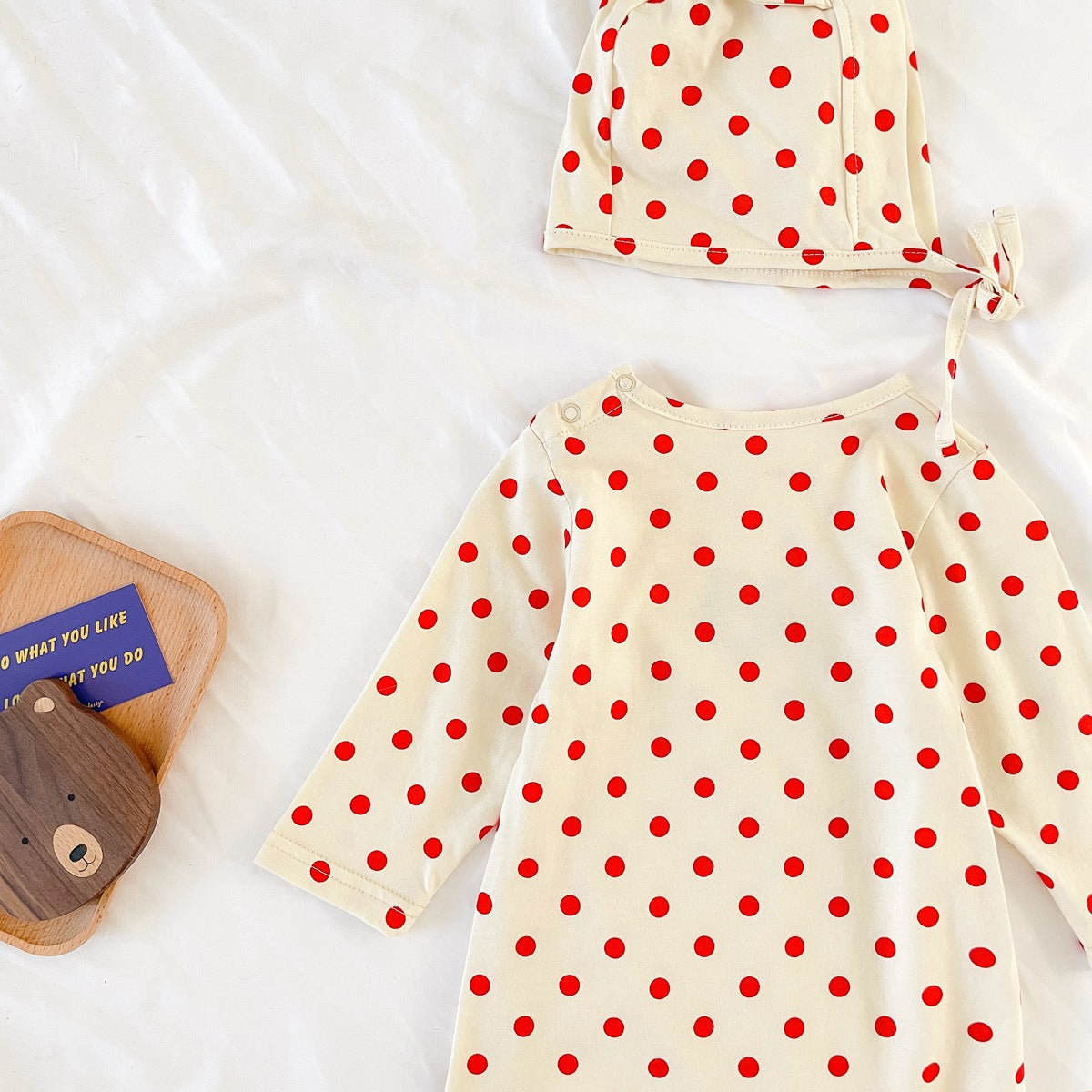 Baby Dot And Bear Pattern Long Sleeve Soft Cotton Jumpsuit-6