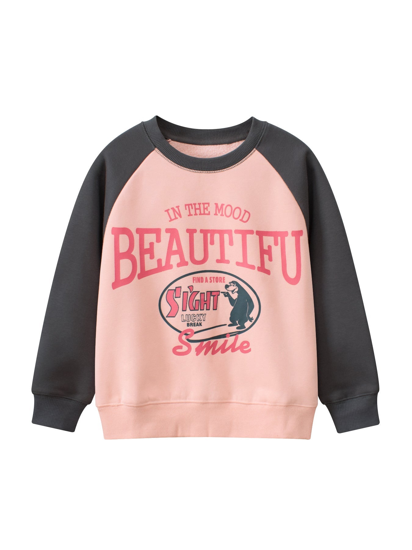 Baby Girl Kids Animal Cartoon Letters Printing Crew Neck Long Sleeve Fleece Pullover-6