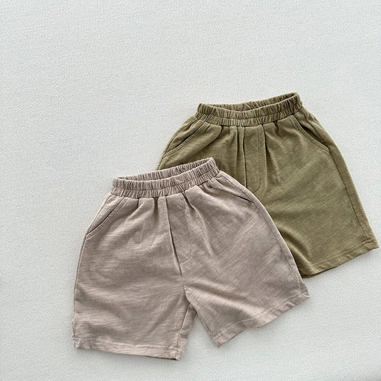 Summer New Arrival Unisex Casual Solid Color Cotton Shorts-0