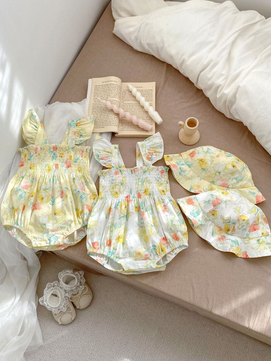 Summer New Design Baby Girls Oil Floral Sleeveless Square Neck Strap Onesies-0