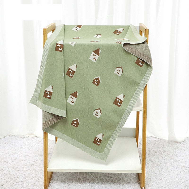 Hot Selling: Spring/Summer New Arrival Knitted Cute Little House Soft Baby Blanket, Perfect For Newborn Boys And Girls-6