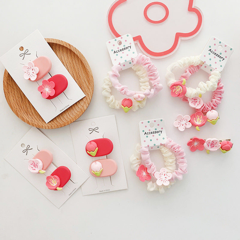 Sweet Girl Collection: Cute Floral Fabric Hairband And Bangs Clip, Lovely Hair Accessories For Girls Set-0