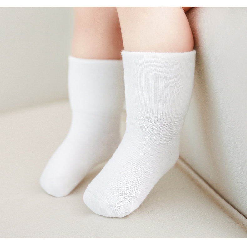 Baby Unisex Solid Color Breathable Mid-Calf Socks-7