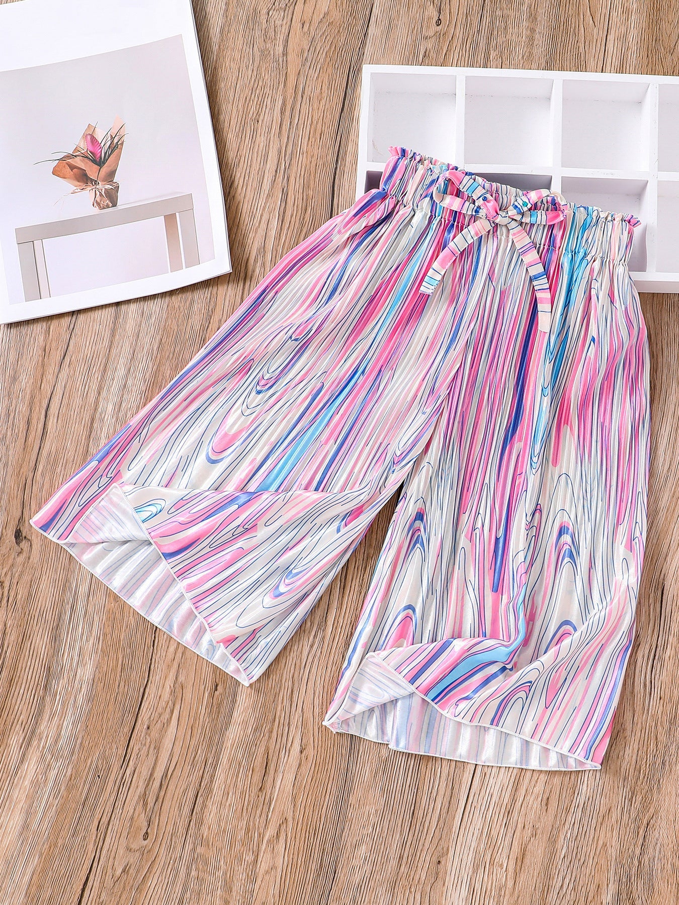 Summer Baby Girls Breathable Thin Abstract Pattern Cheap Pants-4