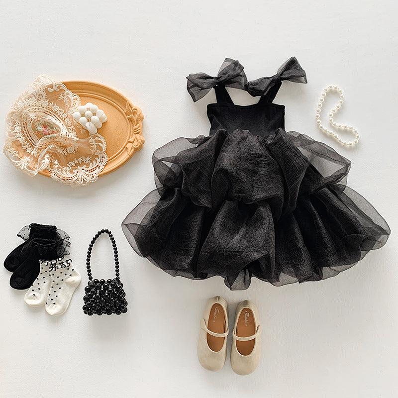 Baby Girl Black Herbon Style Elegant Princess Tutu Dress-6