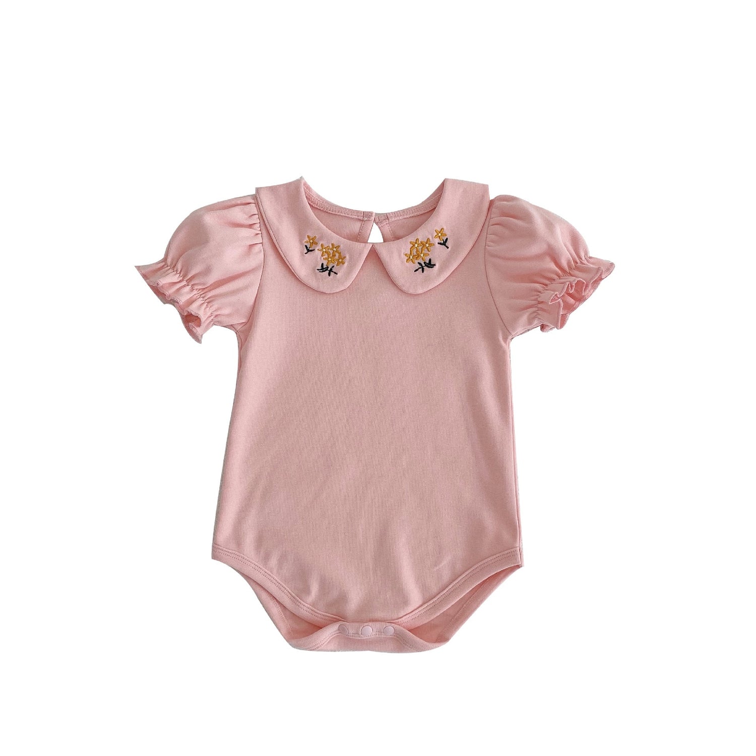 Baby Girl Embroidered Design Lapel Simple Style Onesies-6