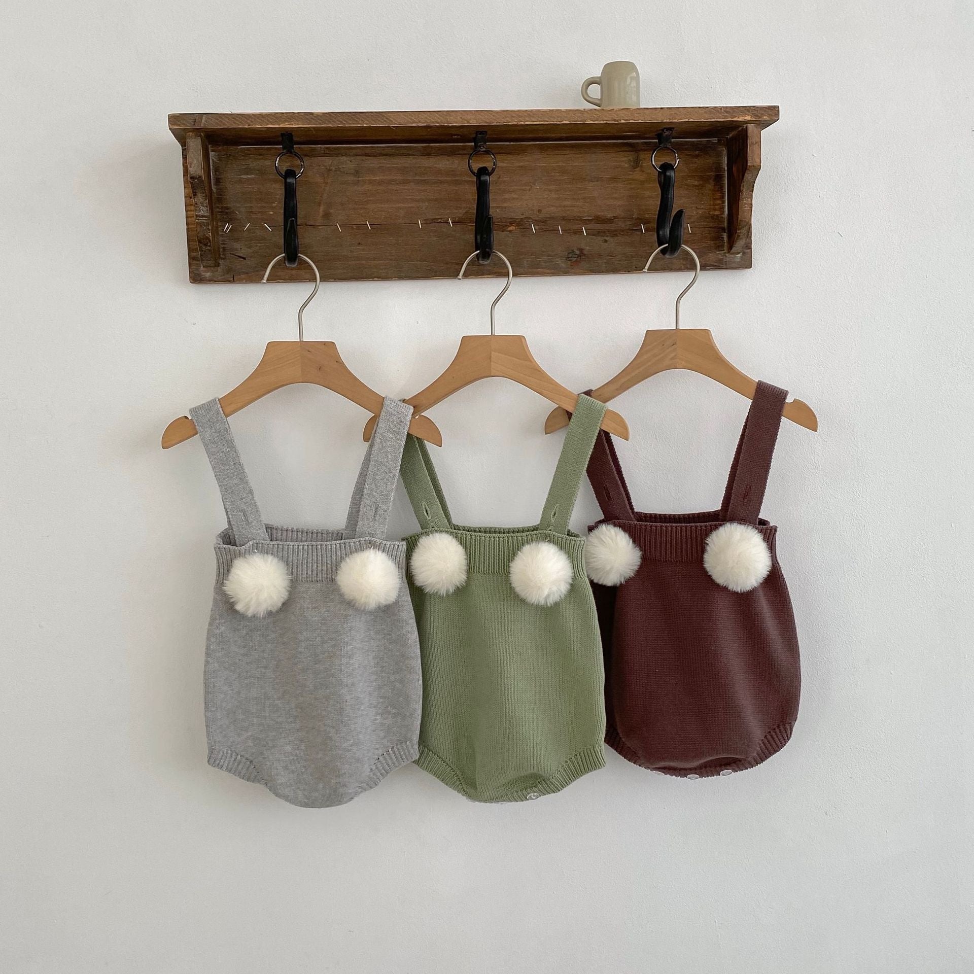 Baby Girl New Autumn Plush Ball Camisole Knitted Vest One Piece-7