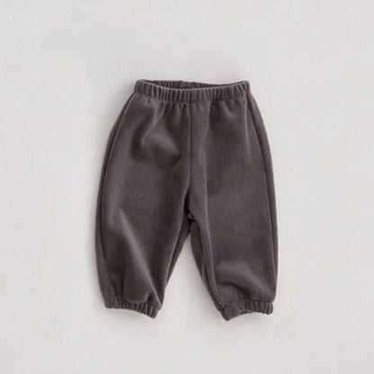 Baby Solid Color Fleece Thermal Lantern Pants In Autumn Winter-7