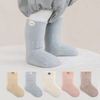 Baby Embroidered Pattern Thickened Warm Mid Tube Socks-0