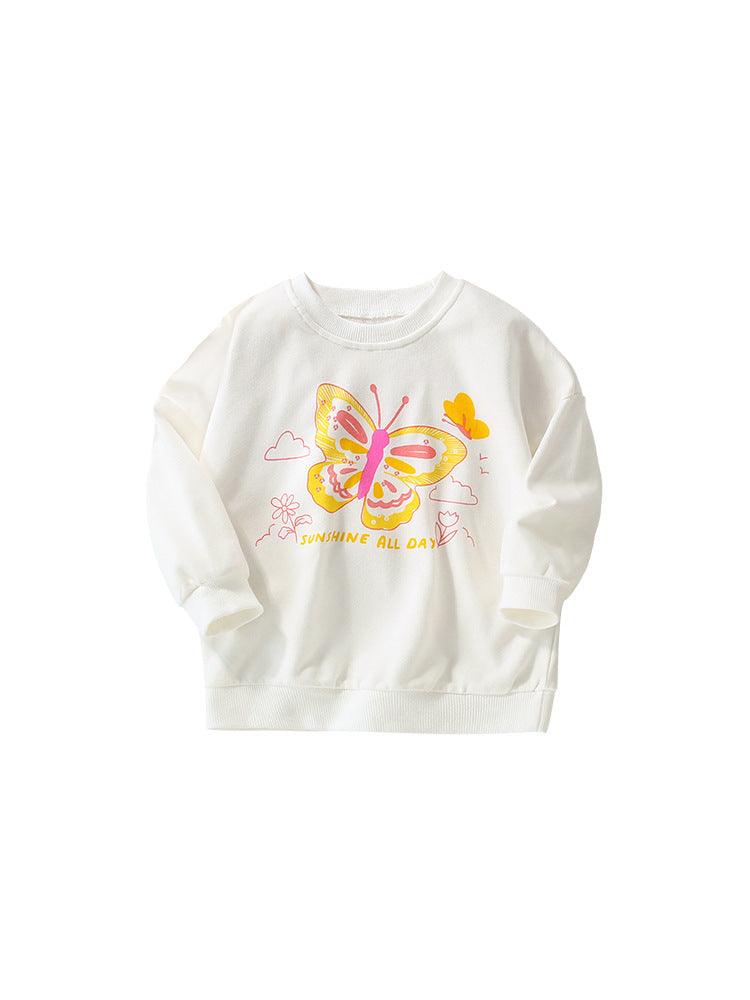 Baby Girl In New Autumn And Winter Cartoon Print Pattern Comfy Cotton Pullover-3