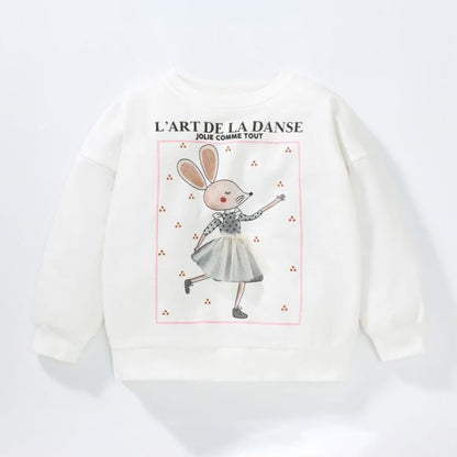 Baby Girl Rabbit Graphic Long Sleeve Cotton Hoodies-0