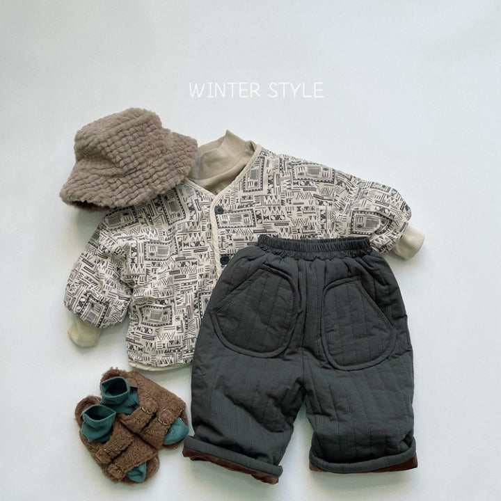 Baby Solid Color Cotton Quilted Winter Pants Outfits-5