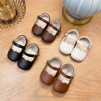 Autumn Fashion Baby Girl Solid Color Leather Toddler Shoes-0