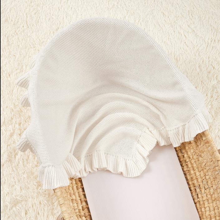 New Arrival Knitted Baby Blanket With Ruffle Trim Design: New Solid Color Pure Cotton Collection For All Seasons-6