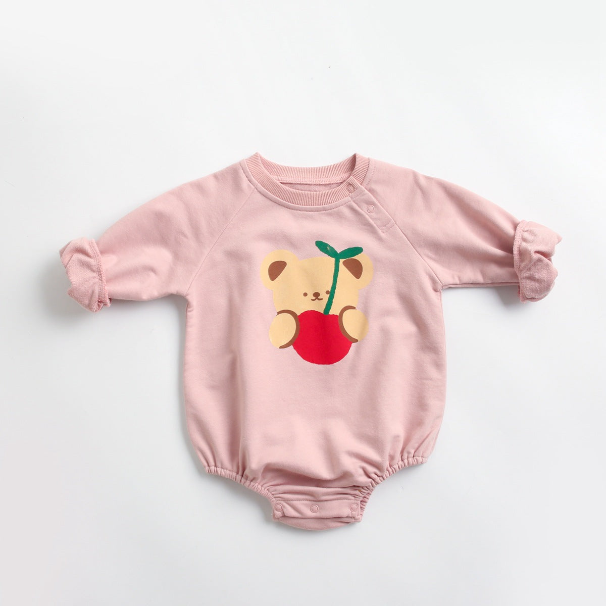 Newborn Baby Cartoon Graphic Shoulder Buckle Design Soft Onesies Bodysuit-7