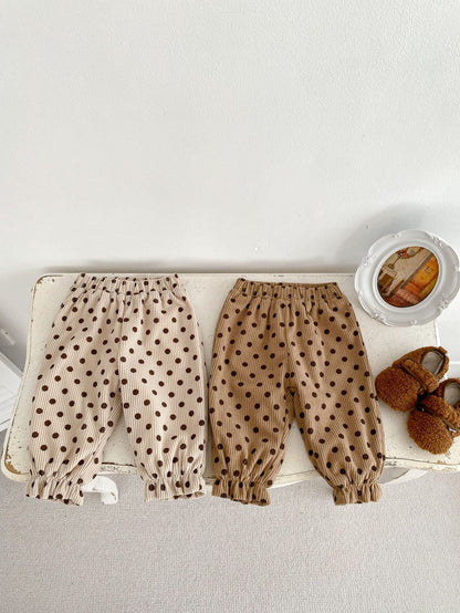 New Arrival Winter Baby Polka Dots Corduroy Fabric Long Pants-0