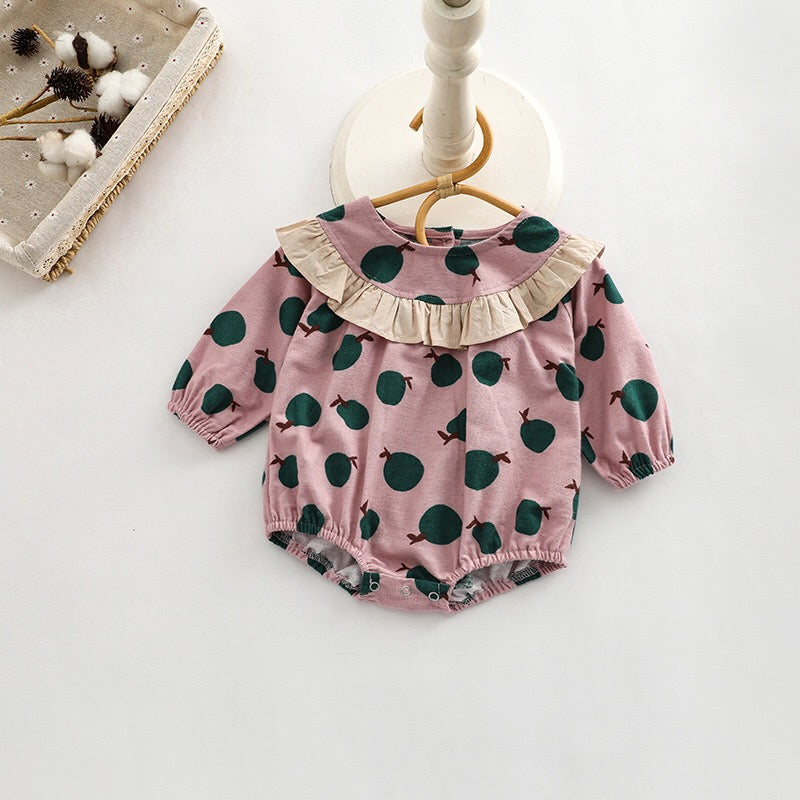 Baby Girl Fruit Orange Pattern Patchwork Design Long Sleeve Onesies-6