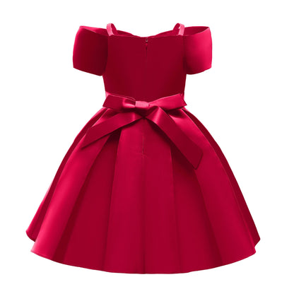 Baby Girl Solid Color Sling Princess Fashion Dress Children’s Formal Dress-4