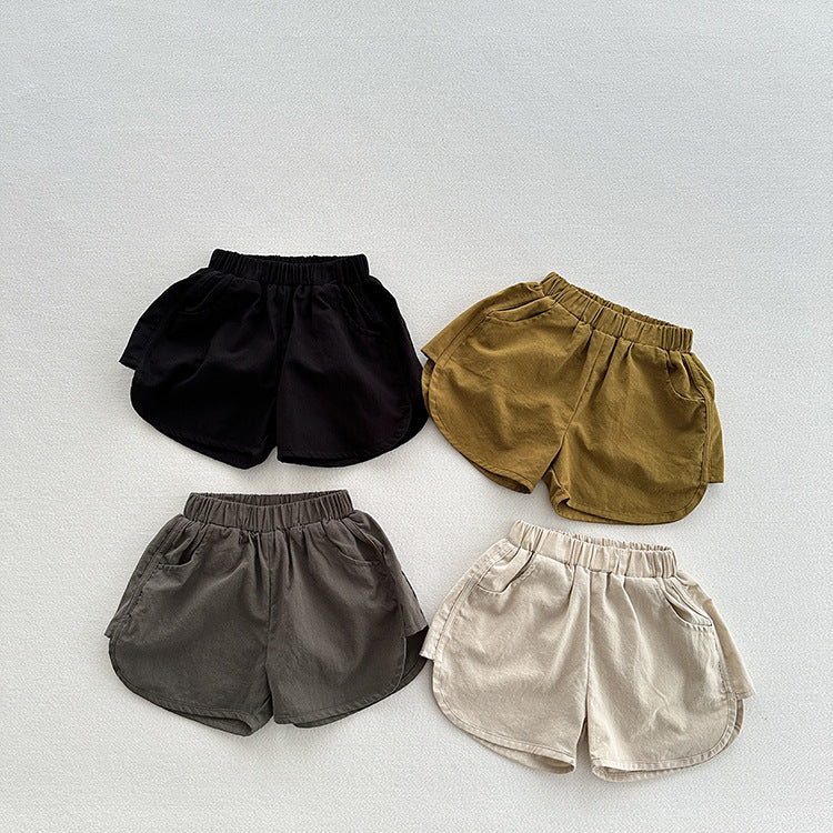 Summer New Arrival Unisex Casual Solid Color Cotton Shorts-0