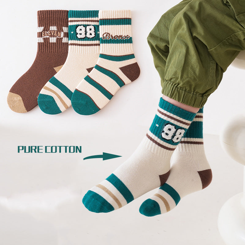 Kids Unisex Embroidery Pattern Comfortable Crew Socks Set-7