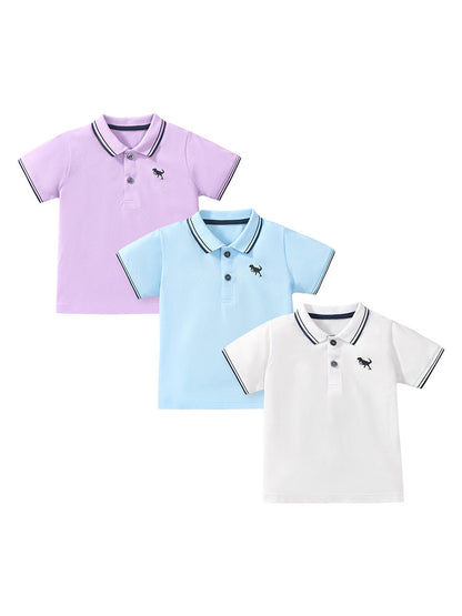 New Arrival Kids Boys Dinosaur Logo Short Sleeves Polo Shirt-0