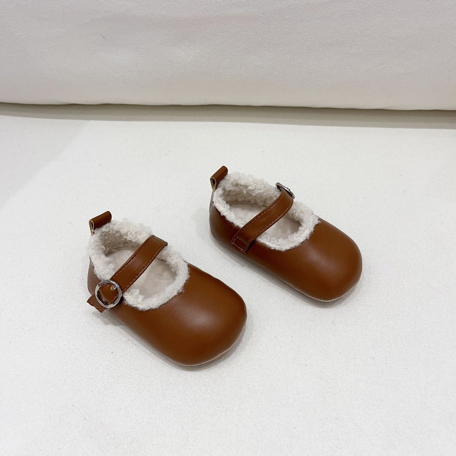 Ins Infant Baby Girl Solid Color Plush Warm Anti-Slip Shoes In Winter-6