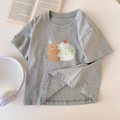 New Arrival Unisex Crew Neck Happy Puppy Printing Short Sleeves Top T-Shirt-7