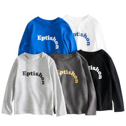 Children Slogan Print Pattern Long Sleeve Comfortable Tops-0