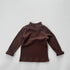 Baby Solid Color High Neck Long Sleeve Pullover Shirt Tops-6