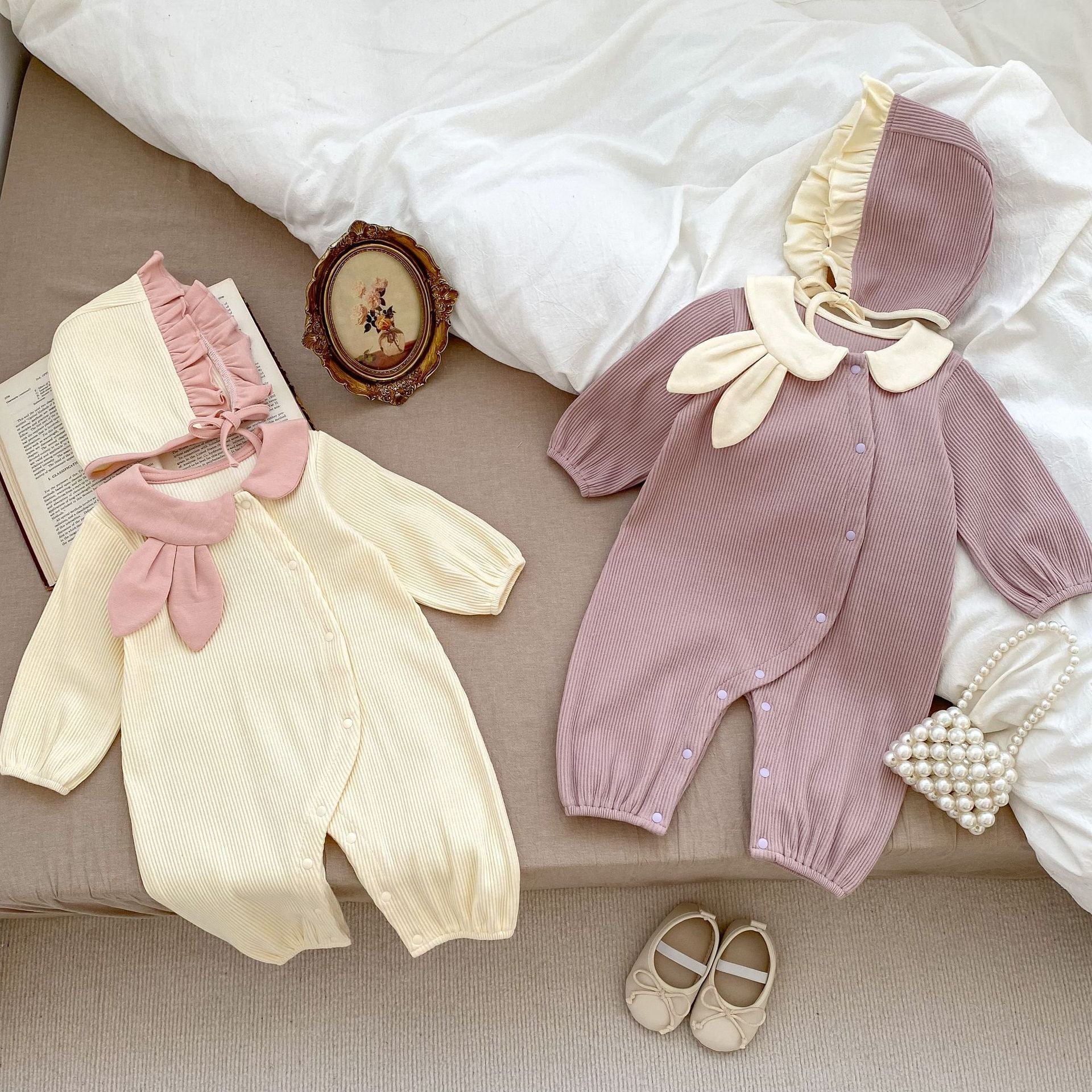 Rabbit Design Lapel Adorable Autumn Romper-6