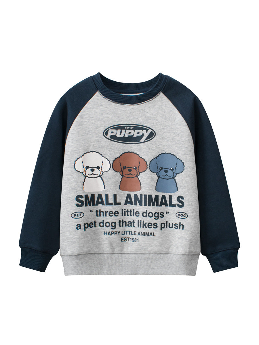 Baby Boy Kids Puppy Dogs Cartoon Crew Neck Long Sleeve Fleece Pullover-1