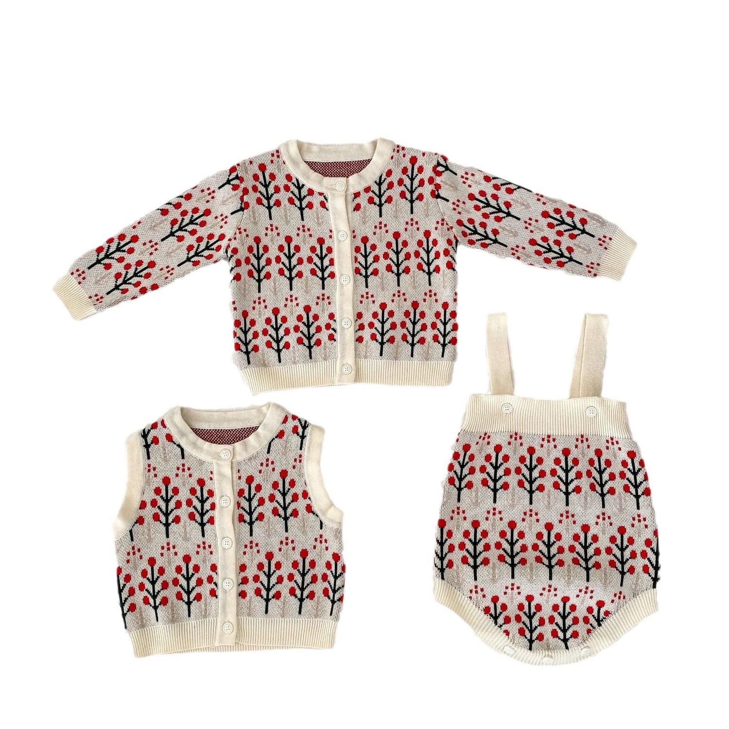 Autumn Flower Pattern Knitwears Cardigan &amp; Onesies-7