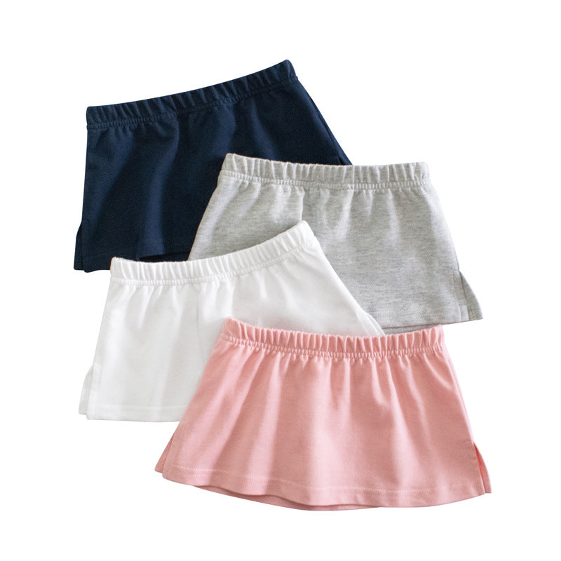 Baby Girl Basic Solid Color Sport Style Bottom Half Skirt With Inner Hem-0