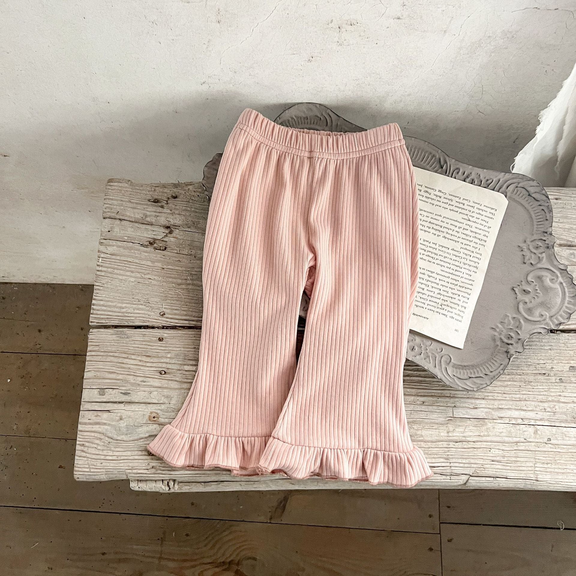 Baby Solid Color Elastic Cotton Comfy Flared Pants-7