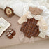 Vintage Style Plaid Pattern Strap Onesie With Shirt Sets-0