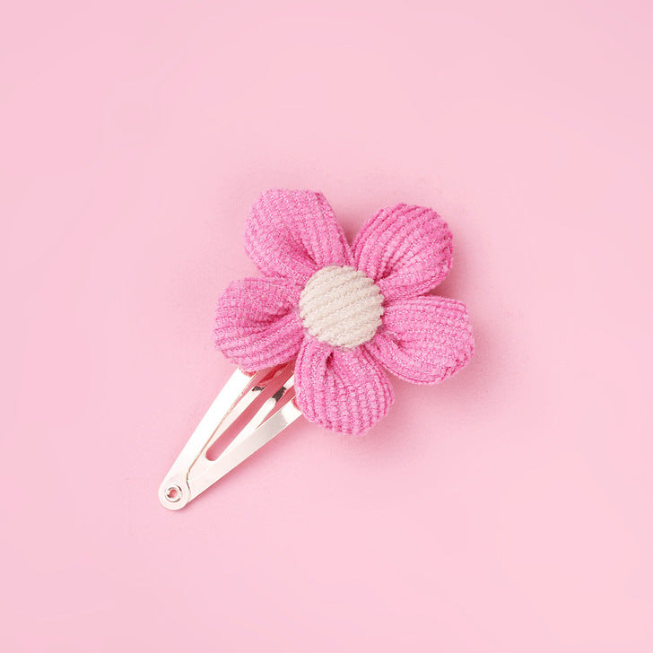 Girls Woolen Sunflower One Word Hair Clips Accessory-8