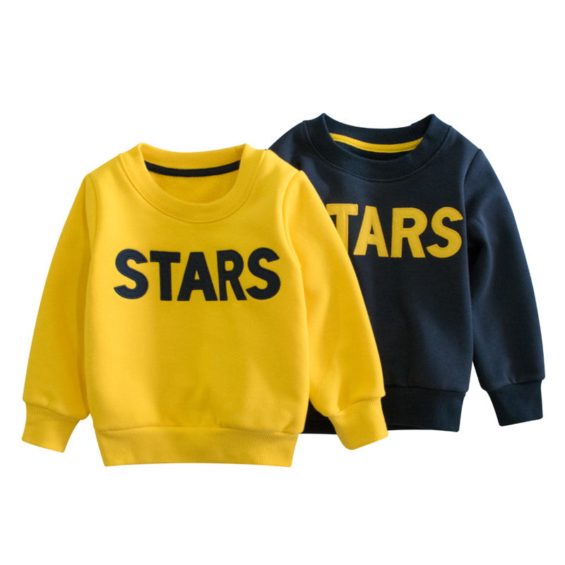 Boys Letter Print Round Collar Sweatshirt-0