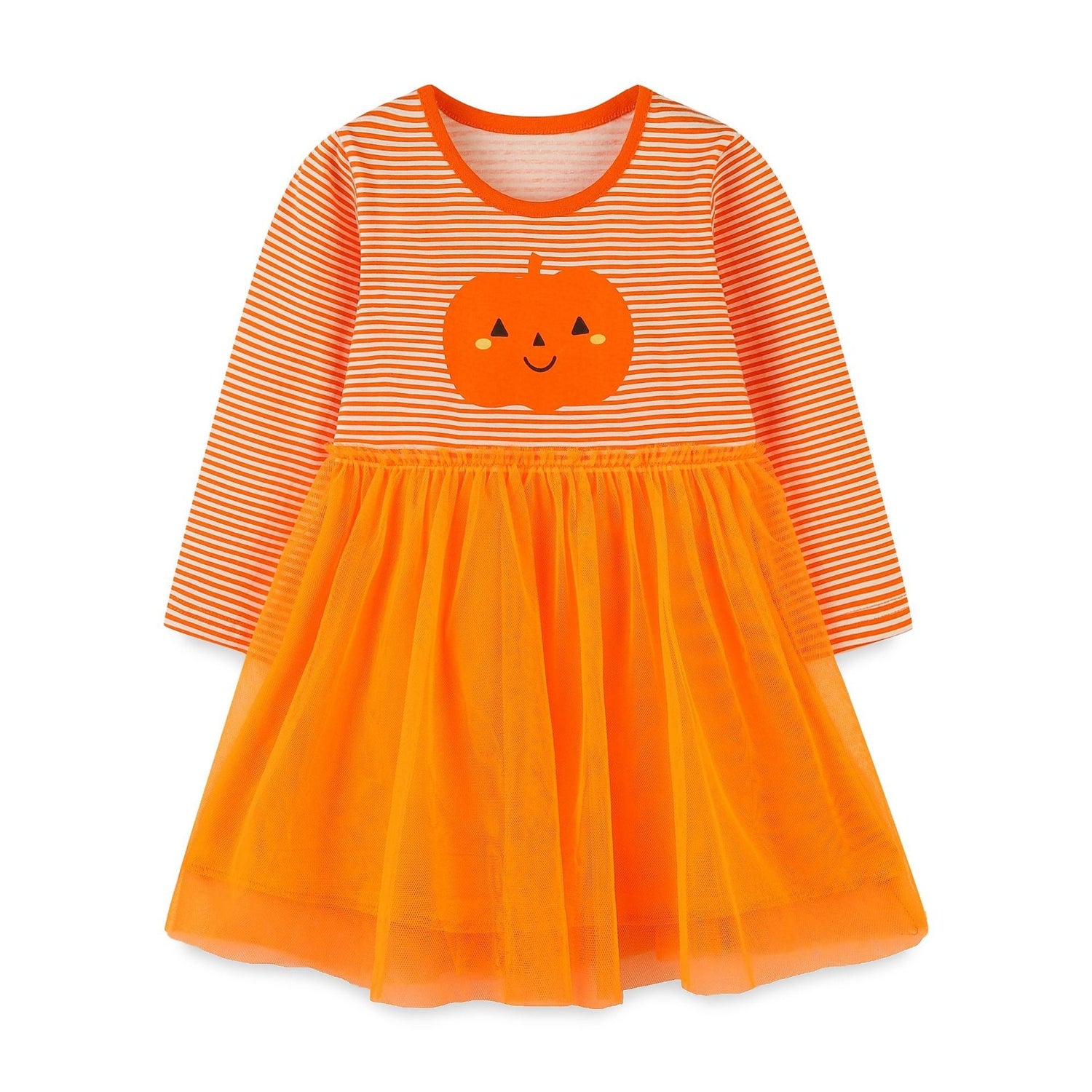 Striped Embroidered Tulle Dress: Halloween Edition For Girls-0