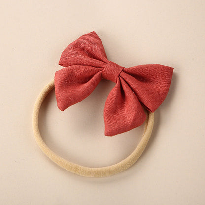 Baby Solid Color 3D Bow Handmade Elastic Headband-8